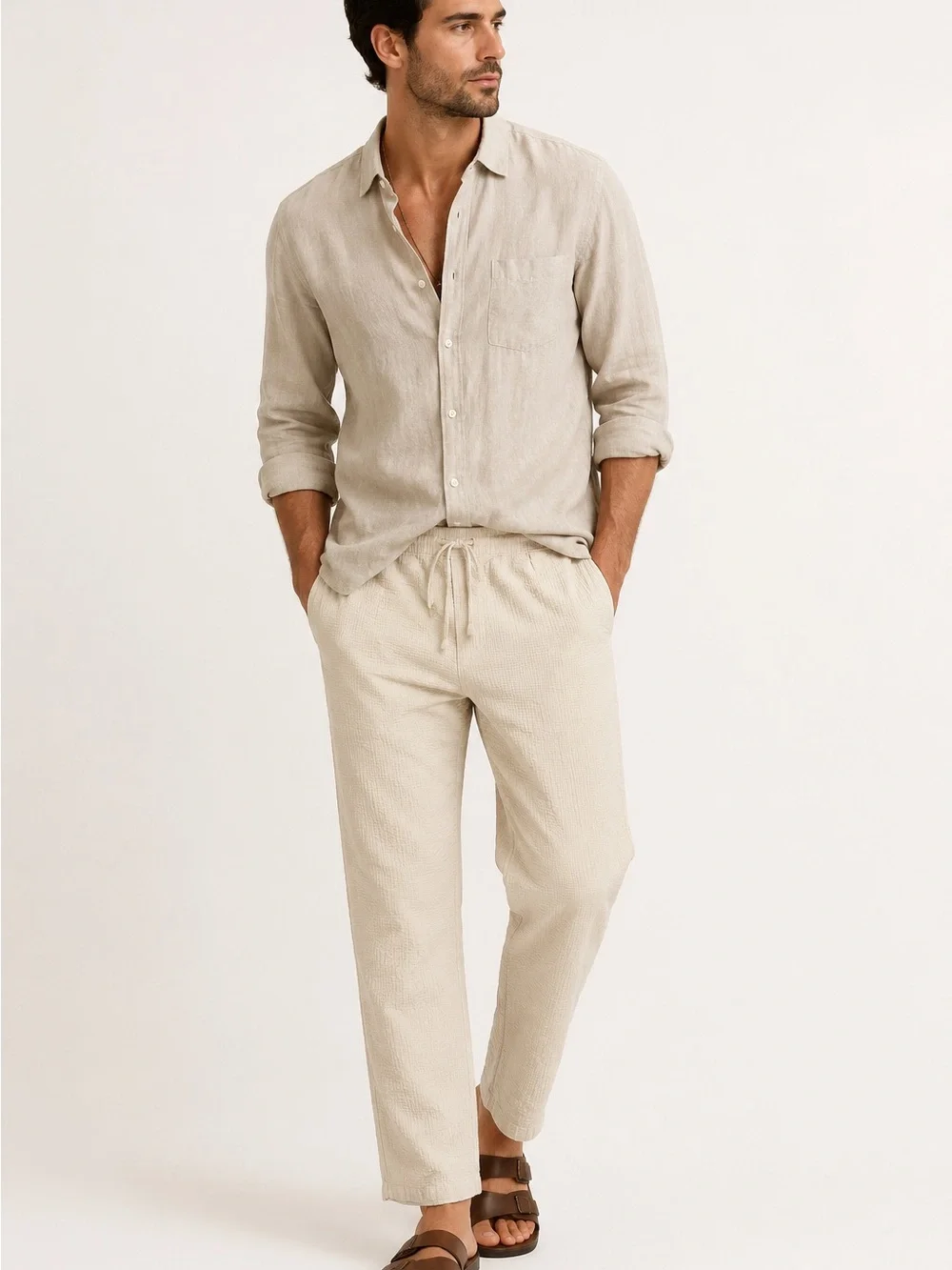 Onia Textured Cotten Blend Pull On Pants- Resort Wear Casual